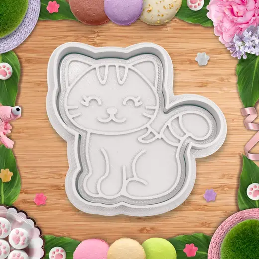 Cute sitting Kitty cookie cutter / stamp