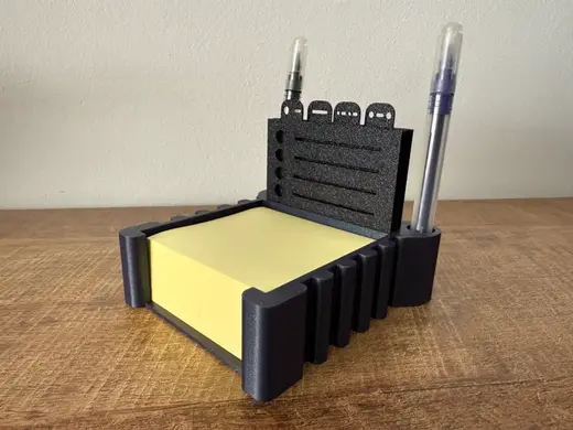 Modern Sticky Note Master with Stencils & Pen Slot