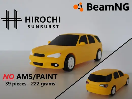 BeamNG Hirochi Sunburst toy car - 100% 3D printed