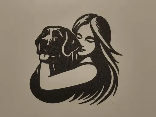 woman and dog wall art