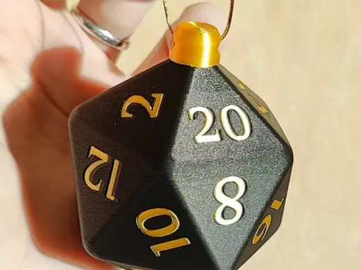 D20 Christmas Ornament - Single or multicolor