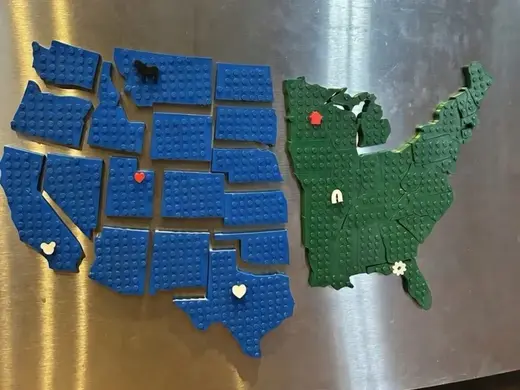 Brick USA State Map, Puzzle fits together