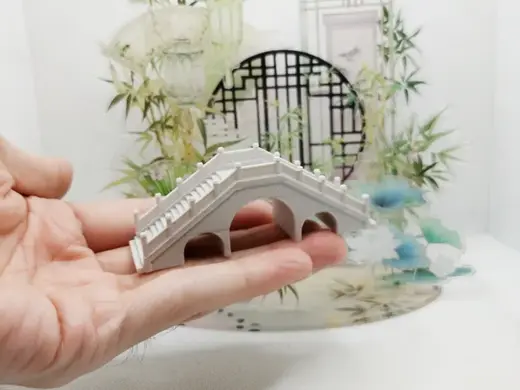 古风三孔拱桥古建筑模型摆件