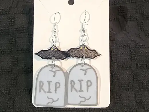 Bat and Tombstone Earrings