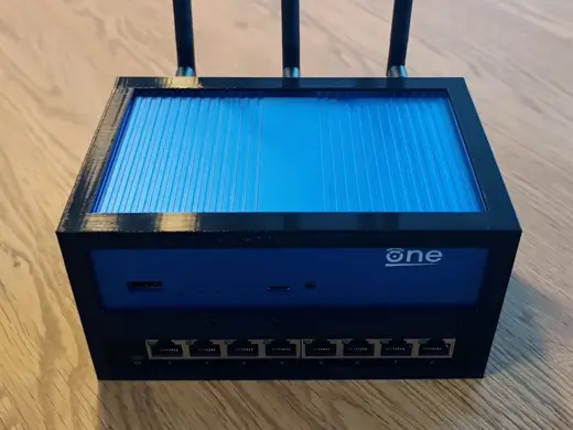 OpenWRT One + Netgear GS308 Wall Mount Case