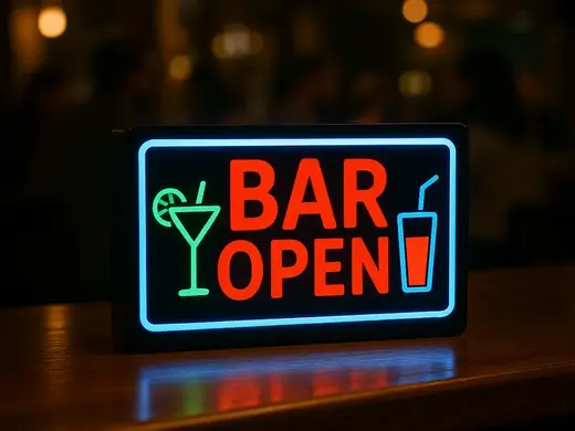 BAR OPEN” 3D-Printed Neon Sign 4Color Customizable