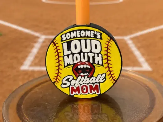 Loud Mouth Softball Mom Straw Topper