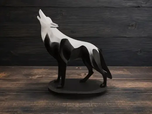 Midnight Howl — Low Poly Wolf Sculpture