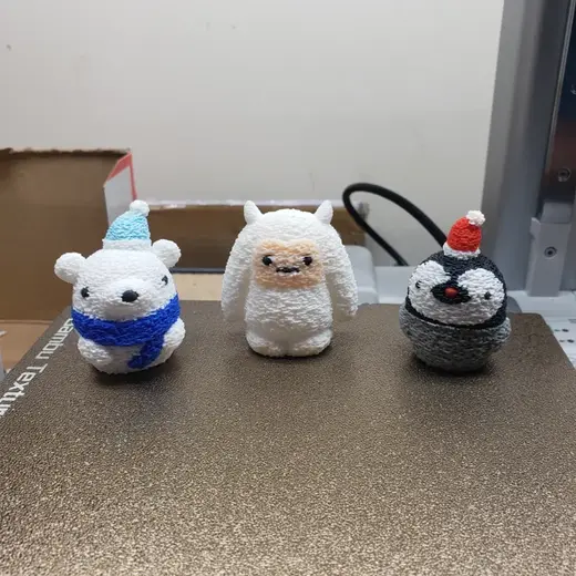 Fuzzy Skin Friends - Christmas Ornaments edition: Polar Bear, Penguin, Yeti