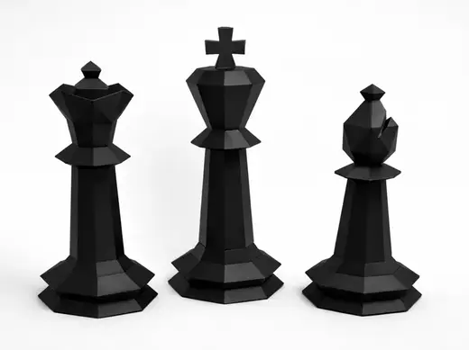 Obsidian Facet Low Poly Staunton Chess Pieces