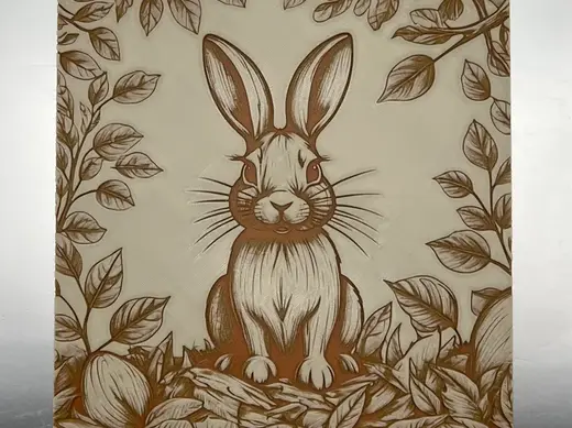 Woodland Rabbit Wood Engraving Hueforge