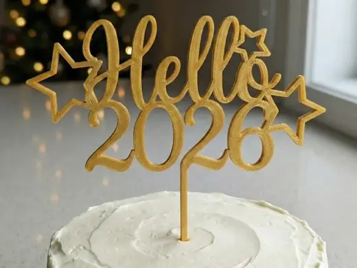2026 NEW YEAR Modern Outline Cake Topper
