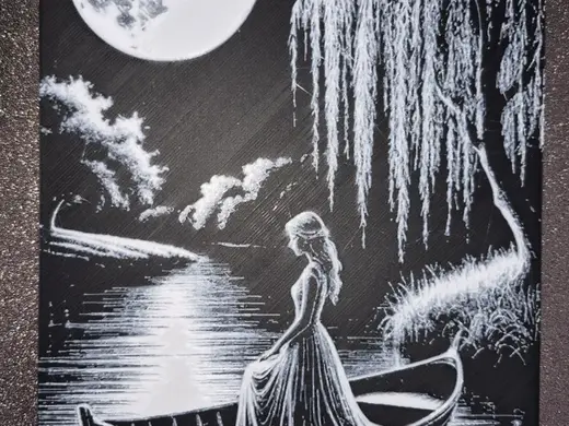 Moonlight Serenade - Woman in Boat Wall Art