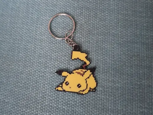 Portachiavi Pixel Art Pokemon Pikachu minimal art