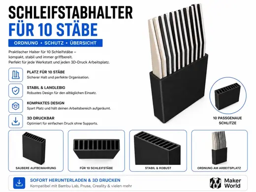 Schleifstab-Halter – Organizer für 10 Schleifstäbe