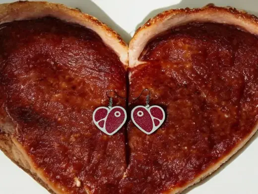 Heart steak earrings