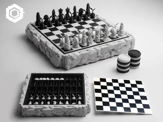 Fantasy Chess Set 4 elements Chess, Checkers, Box
