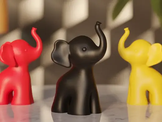 Elephant Smile – Minimalist 3D Printed Sculpture