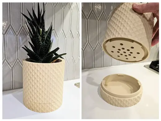 Diamond Design Planter With Hidden Drip Tray