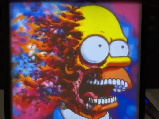 Homer Simpson Mutant Face Color Litho