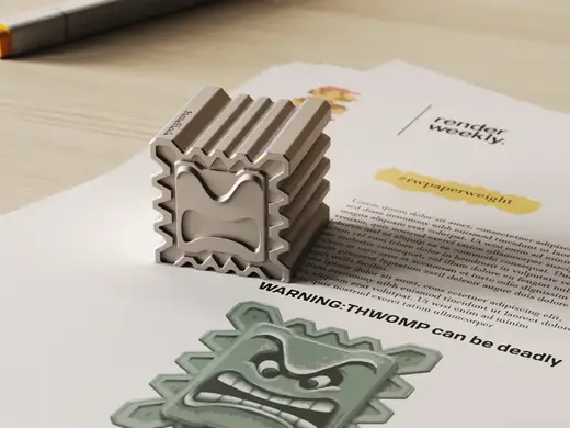 Thwomp desk Paperweight (v1) - from Super Mario