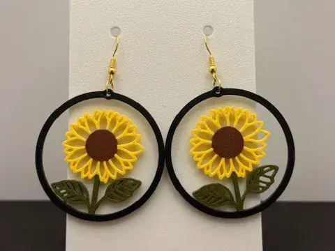 Sunflower Hoop Earrings (0.4mm Nozzle)