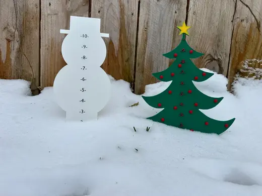 Snowman & Christmas Tree Snow Measuring Gauges
