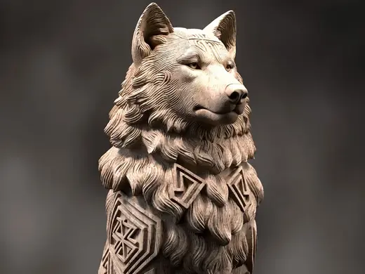 Runic Wolf Guardian – Nordic Spirit Statue