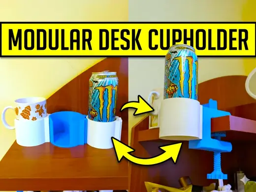 Modular desk cup holder clamp
