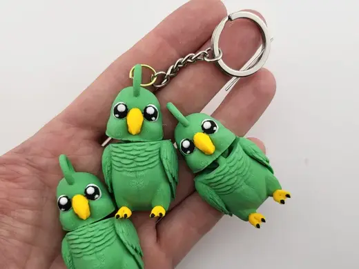 Cute Budgie Cocorito Flexi Keychain Toy