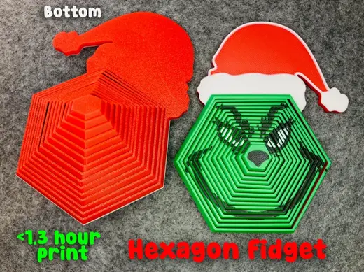 Grinch Hexagon Fidget Toy Christmas (<1.3 hours)