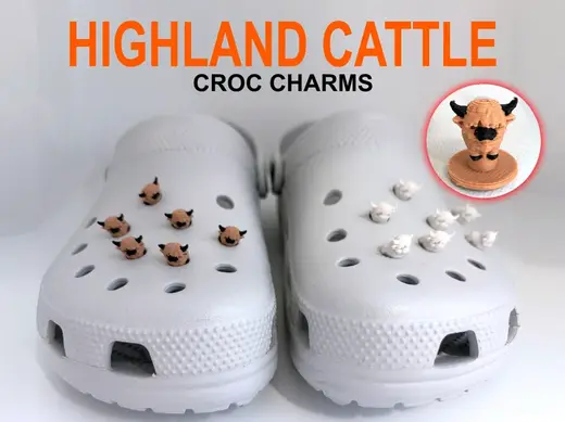 Highland Cattle Cow Croc Charms
