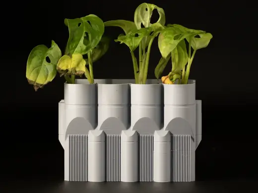 Brutalist Art deco planter with drip tray