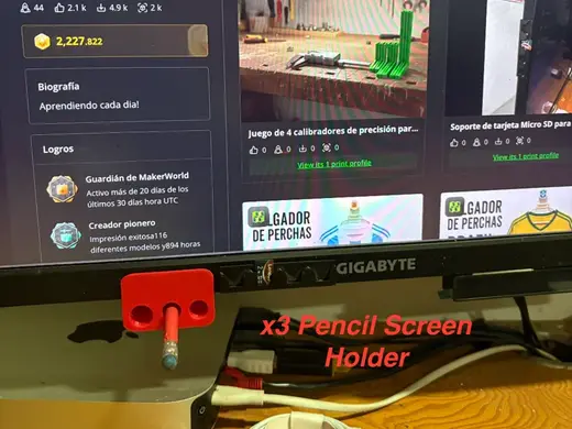 Minimalist 3 Pen Monitor Mount Screen Holder