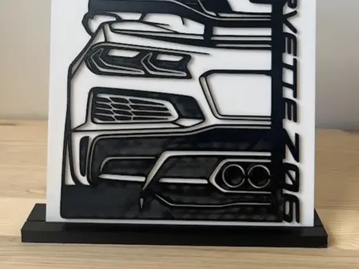 Silhouette 3D Corvette Z06 - Desk Art & Stand