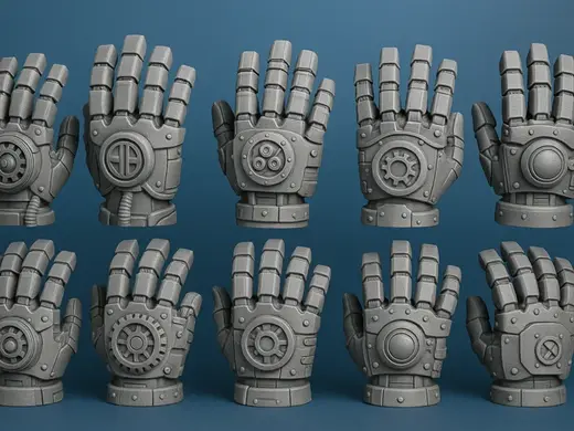 Steampunk Mechanical Robot Hand Statues