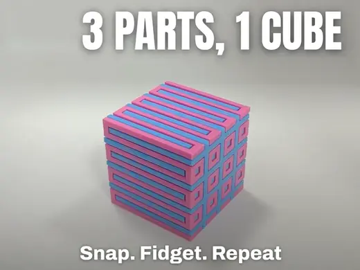 Snap-Together Fidget Cube Geometric 3-Part Design