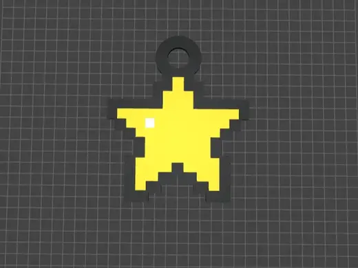 Minimalist Pixel-Art Star Keychain