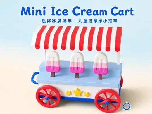 娃娃屋甜品小推车丨迷你冰淇淋车过家家玩具