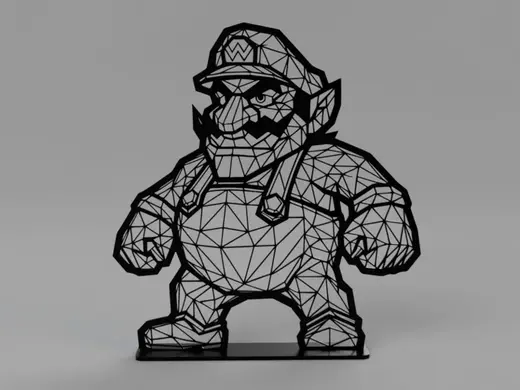 Low poly Wario with stand