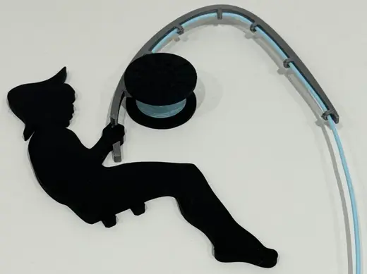 FisherMan with fishing rod and reel filament spool