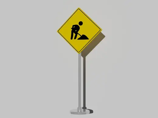 Miniature Road Work Sign for diorama, scale 1:18