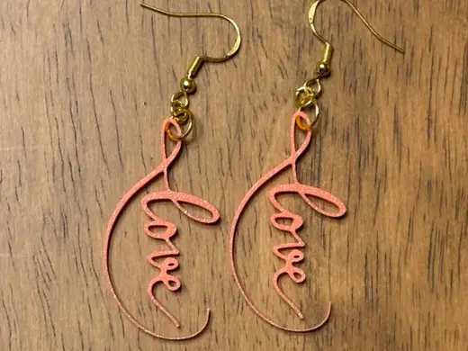 Love Script Valentines Day Earrings