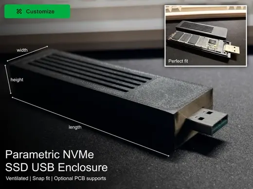 Parametric NVMe M.2 Drive USB Adapter Case
