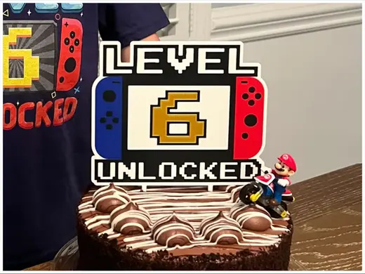 Birthday Cake Topper Nintendo Switch Level Up 1-9