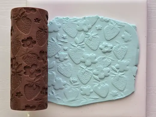 Strawberries and Flowers Clay Texture Roller