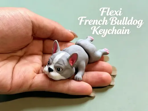 一体打印可爱的法国斗牛犬(可动钥匙链)