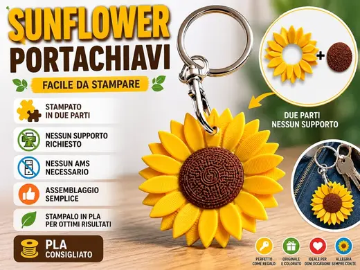 Sunflower Keychain - No AMS Required Easy Print