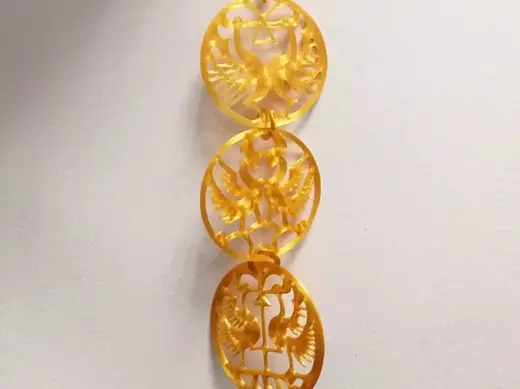 晋代金饰 双头凤纹 配装配环及链条