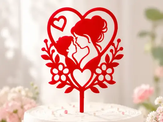 Elegant Mother and Child Cake Topper